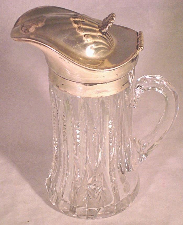 Antique G.M. Co. Silver Crystal Syrup Pitcher c.1865-1961 (Gorham Manufacturing)