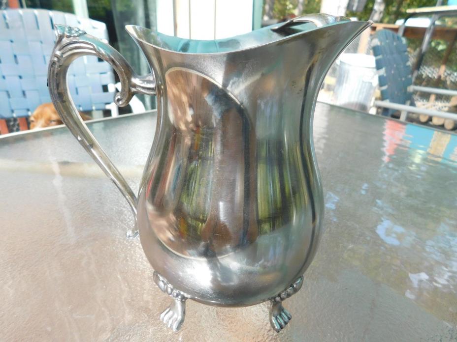 Silverplate Water Pitcher Footed  Hong Kong  ~ 8 1/2