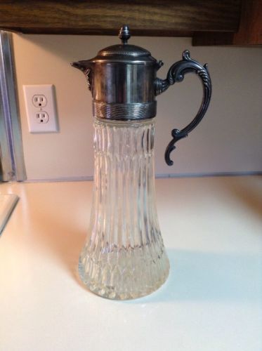 WOW! Antique American Cut Glass Silver Tall Wine Claret Pitcher Decanter
