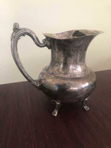 Oneida Silver Pitcher Vintage Silverplated Tea Spout Footed Antique Water Teapot