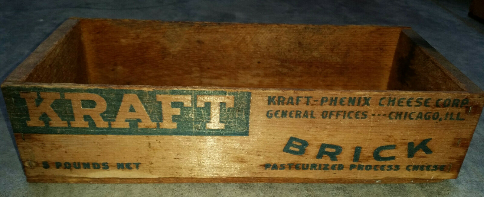 Vintage Kraft Pasteurized Brick Wooden Box 5LB
