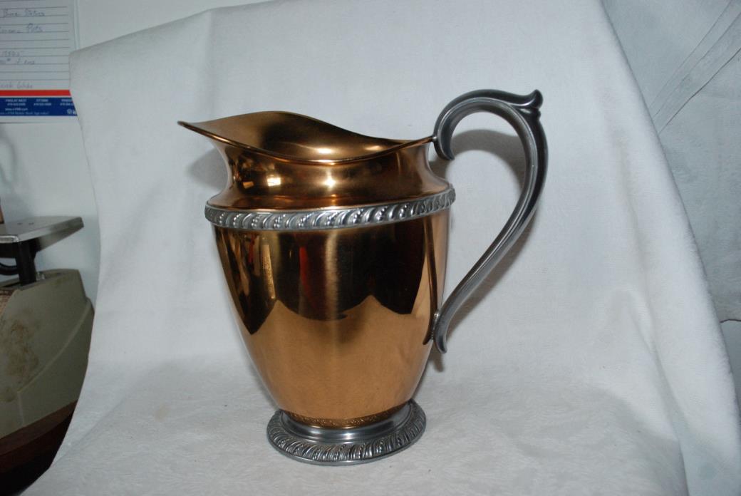 Wm Rogers Antique Silver/COPPER  Water Pitcher 