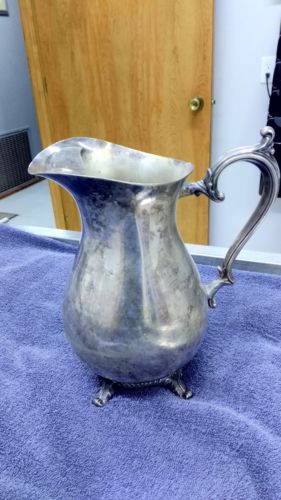 Antique WM Rogers Silver Plated Footed Water Pitcher with Ice Guard See Pictures