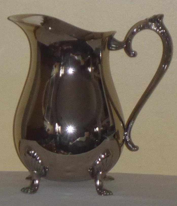 ANTIQUE/VINTAGE SILVERPLATE FOUR FOOTED WATER JUG MARKED SILGLASS E.P. BRASS