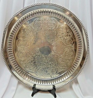 Pilgrim Plate Silver Plated Decorative Pierced Rim 16