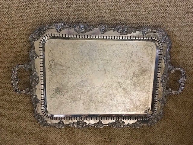Pretty large silver plate tray with feet