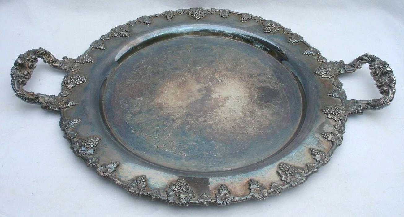 FEDERAL SC Silver On Copper Large Round Butlers Waiters Tray Aesthetic Grapes