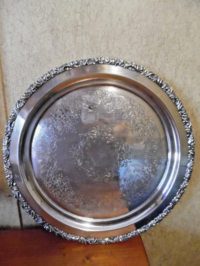 ANTIQUE SILVERPLATED SERVING TRAY WITH UNIQUE STAMP