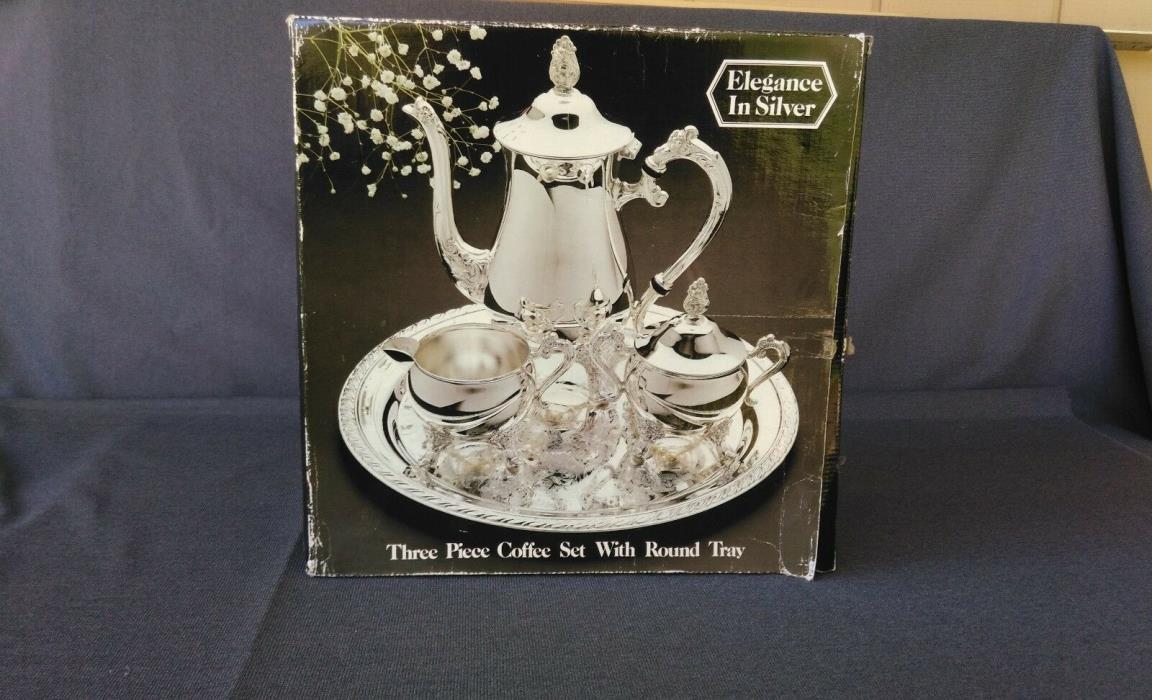 Elegance In Silver 4 Piece Coffee Serving Set - Old Stock Opened Box