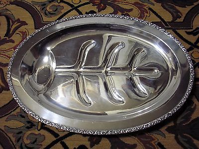 Ornate Middletown Silver Company Silverplate Platter Turkey Meat Carving Tray