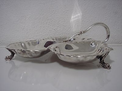 Vintage Victorian Dolphin Footed Crescent Silver Plate Divided Serving Tray