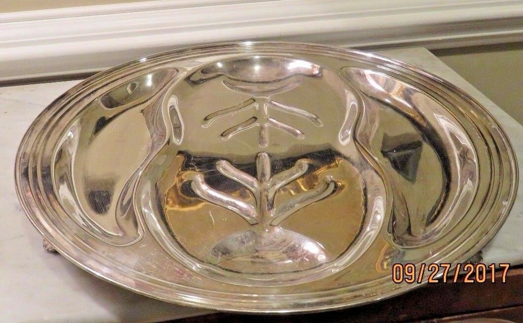 Large Silverplate Meat Platter w/Juice Run Off & Side Dishes -18