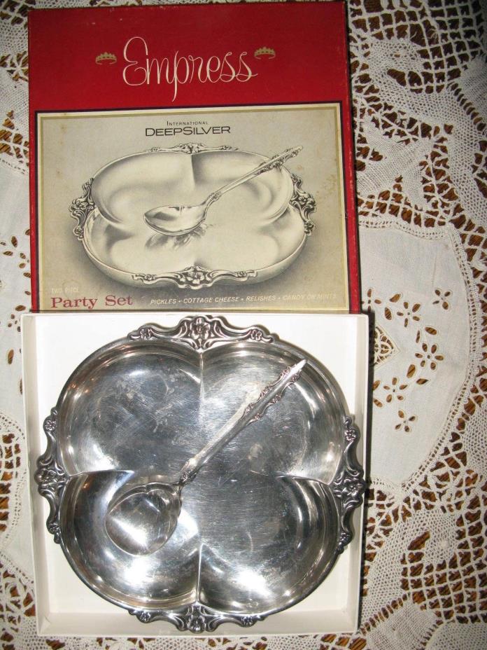 Vintage Collectible Empress International Deepsilver Party Set Serving Tray 2 Pc