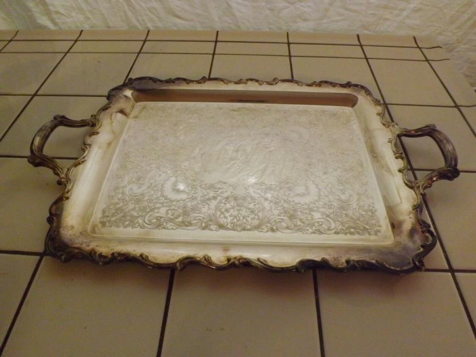 Large Silverplate Footed Serving / Waiters Tray - Joanne #7290 by INTERNATIONAL