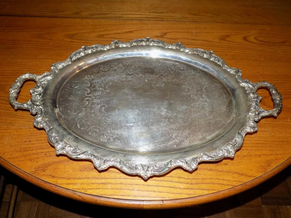 Wallace Silver Royal English Large Footed Waiters Tray With Handles 25 x 16