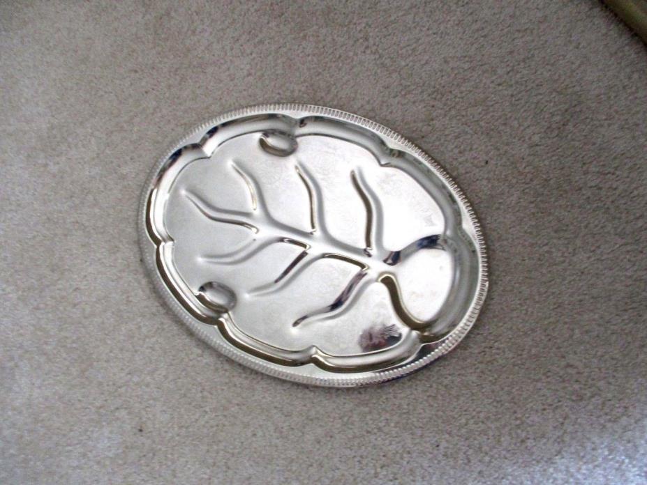 Silver Plate Oval Embossed Meat Serving Tray #1