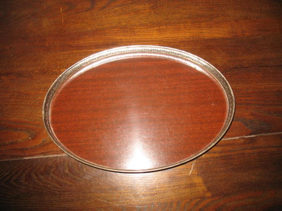 Vintage Mid Century Silver Plated Formica Clad Oval Tray by Crescent