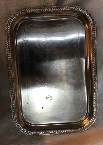 *Silver plated tray. Rectangle. 12.5” By 8.5”. 6.6 Oz.***