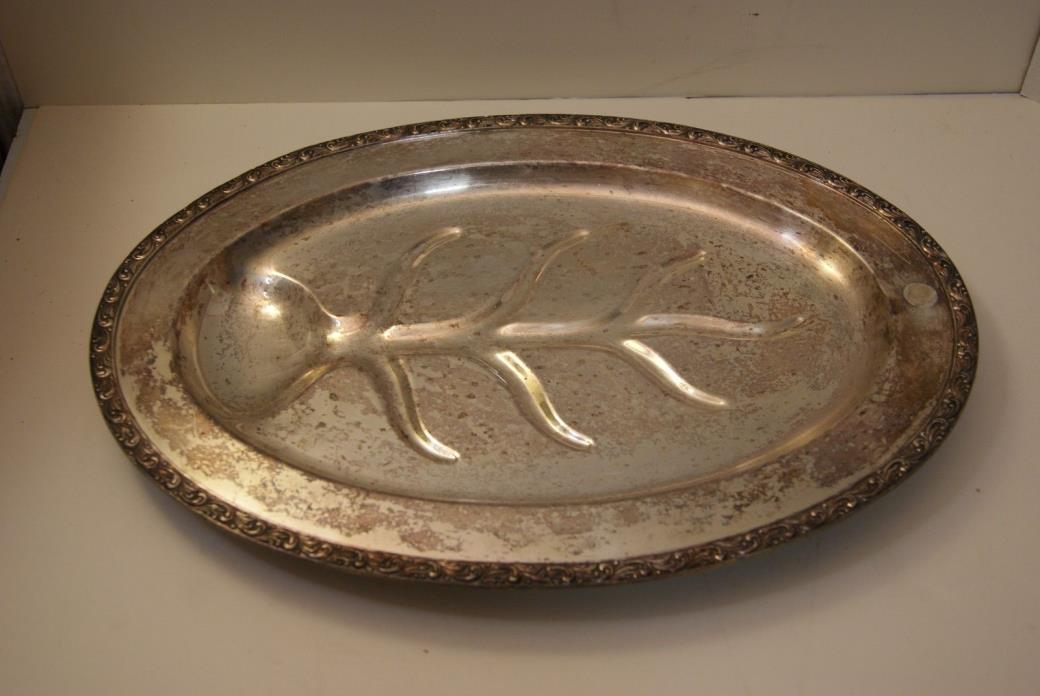 Vintage F B Rogers Silver Co 1883 Silver on Copper Footed Meat Serving Tray