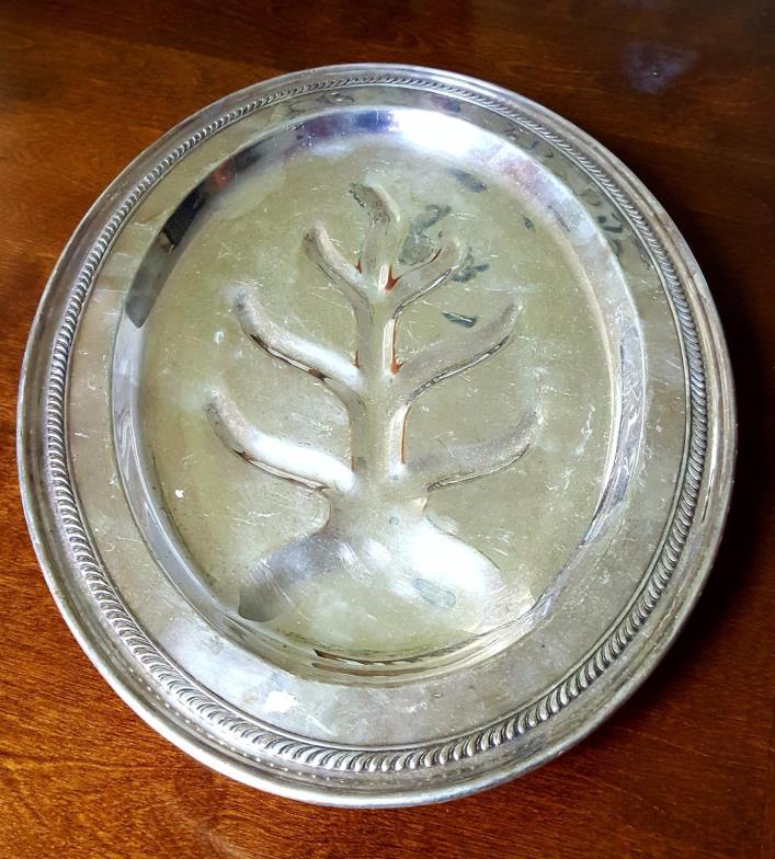 Vintage Silver Plated Footed Oval Meat Tray Platter Carve and Serve