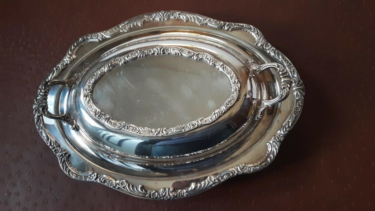 Antique Oval Silver Plate Vegetable Serving Dish with Handles Lidded