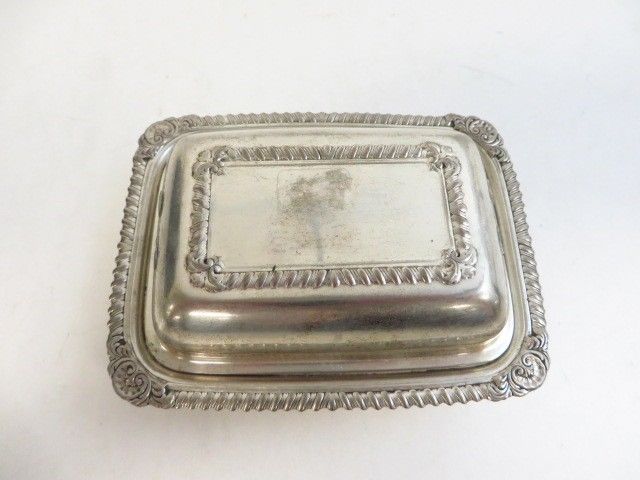 Antique Silver On Copper Small Lidded Serving Dish