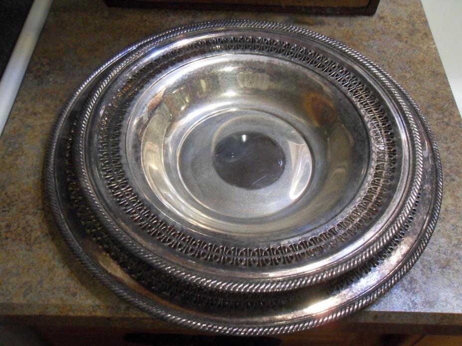 Wm Rogers 835 Antique serving dish & 172 Wm Rogers Silver serving tray
