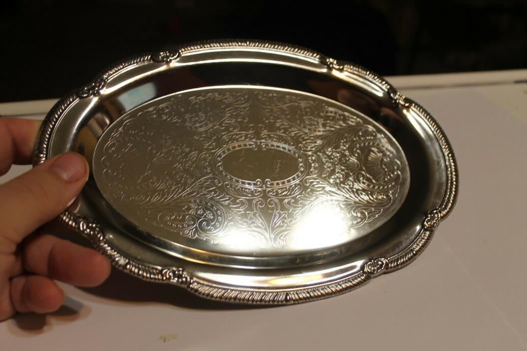 ORNATELY ETCHED SILVER PLATE / PLATTER  / TRAY HONG KONG