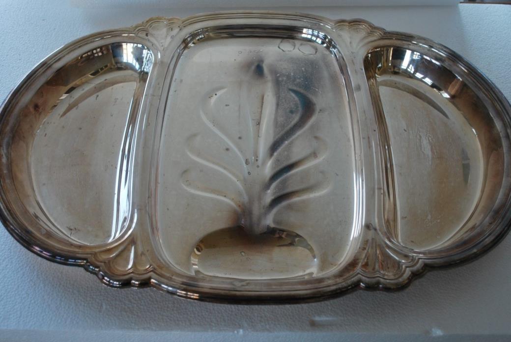 INTERNATIONAL SILVER CO Chadwick TREE WELL Silverplate Divided Platter Meat VTG
