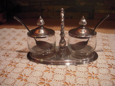 Sheridan Silver Co. Taunton MA Class Condiment Bowls and Serving Tray