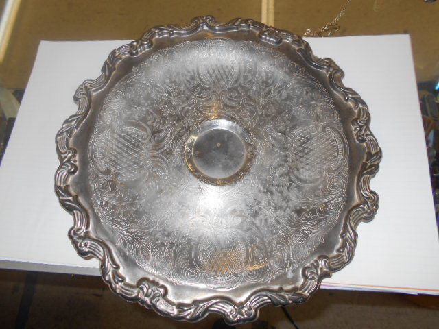 Vintage Silver13 INCH Serving Platter Silverplate GOOD CONDITION ORIGINAL PITINA