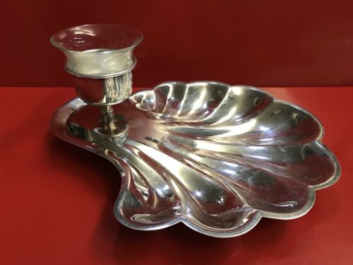 Early 20th Century Sheffield Silver Co Shell Serving Tray W/ Glass Insert