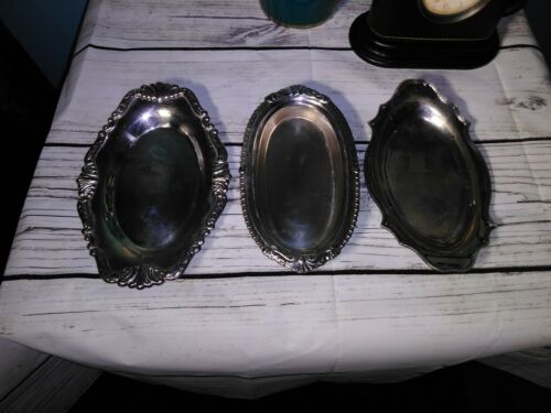 Silver Plate Serving Tray Lot of 3