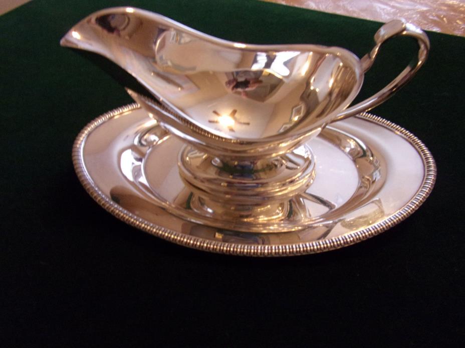 Crescent Silver plated sauce boat bowl and plate