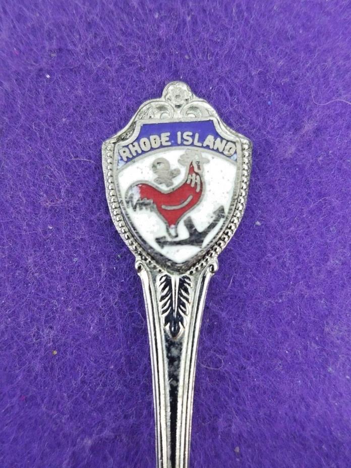 RHODE ISLAND SOUVENIR SPOON VINTAGE MINIATURE ENAMEL TOP