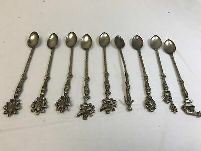Silver Carved End Spoons Antique Collectible