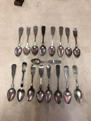 Early 1800’s Coin Silver Tea Spoons Not Matching Some Damaged 244 Grams
