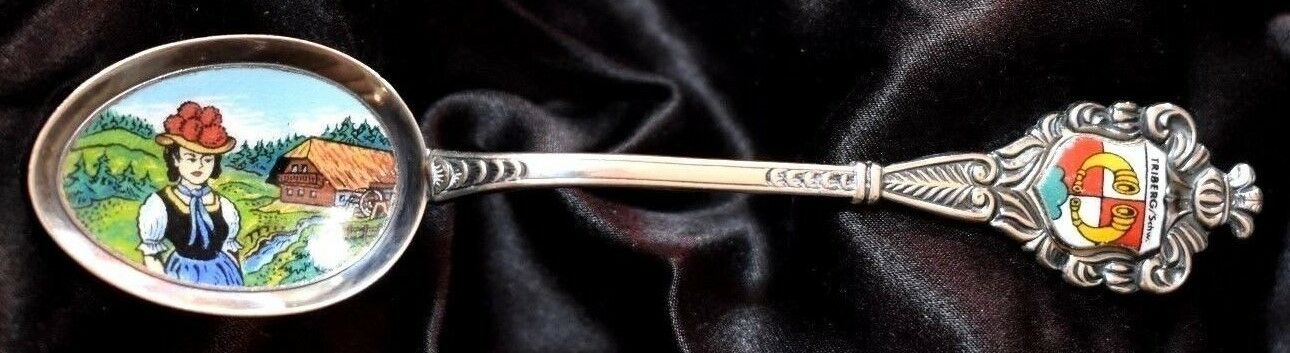 TRIBERG/Schw.  Collector Spoon silver and enamel Souvenir versilbert 4 1/4 in