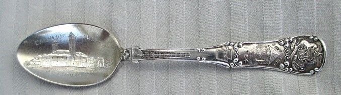 PITTSBURGH PA SS SOUVENIR Teaspoon w/Scene of CARNEGIE LIBRARY Etched in Bowl