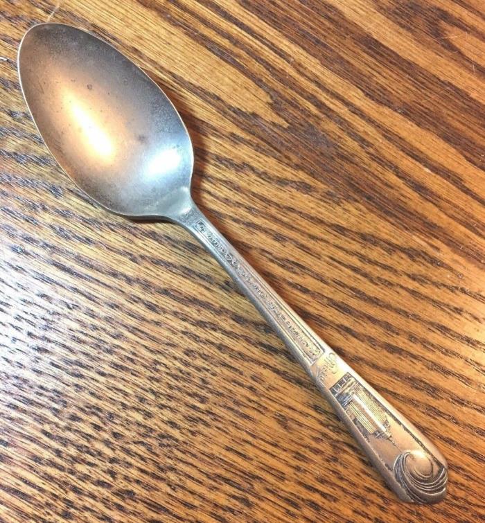 Antique Vintage 1933 Silver Plated Spoon Green Duck Company Worlds Fair Chicago