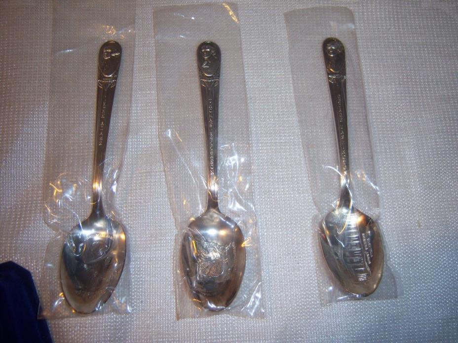 Lot 3 Wm Rogers Mfg Co Silverplate President Spoons Washington, Jefferson, Adams