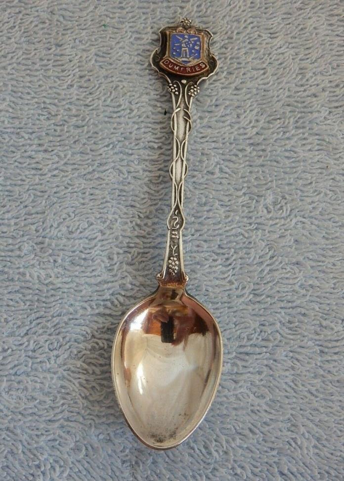 Vintage Dumfries Scotland Enameled Silverplate Souvenir Spoon