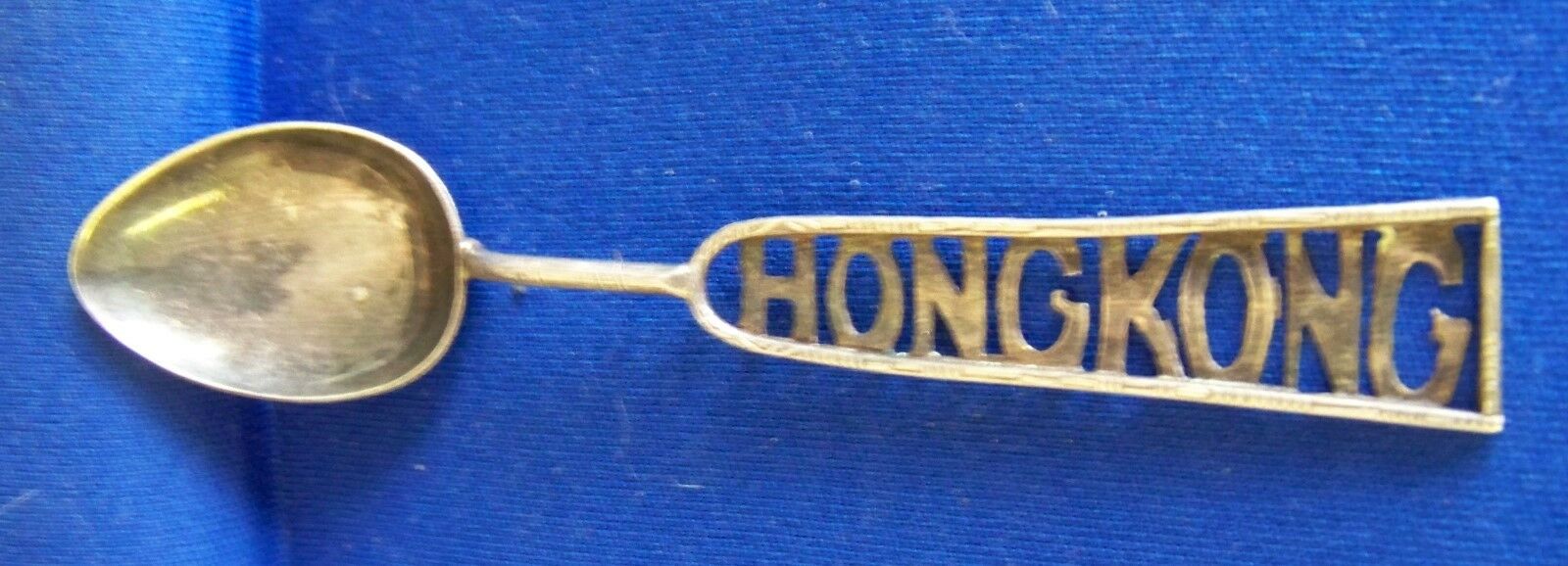 Vintage Silver Hand Made Bamboo Cut Souvenir Spoon HONGKONG