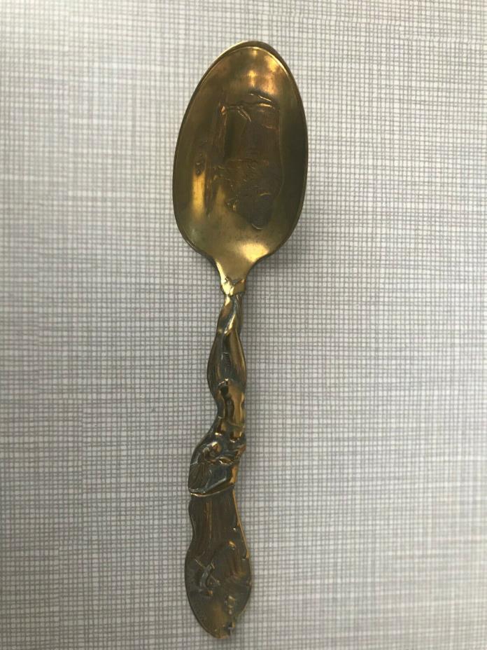 ANTIQUE SILVERPLATE SOUVENIR SPOON RED MANS FACT NIAGARA FALLS NY BUFFALO CANOE