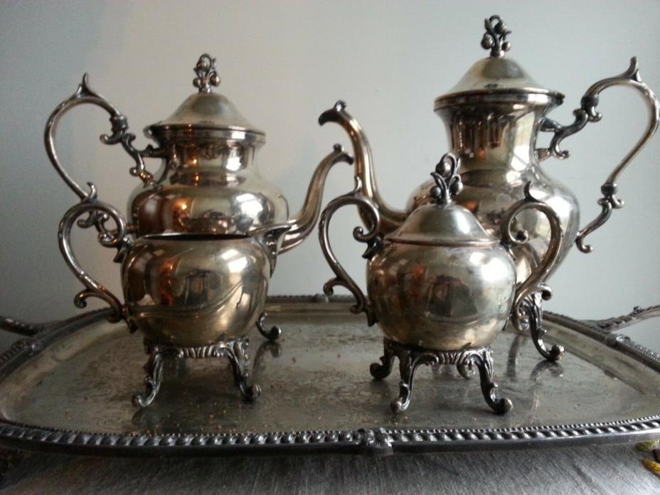 Silver over Copper Birmingham Tea Set with tray