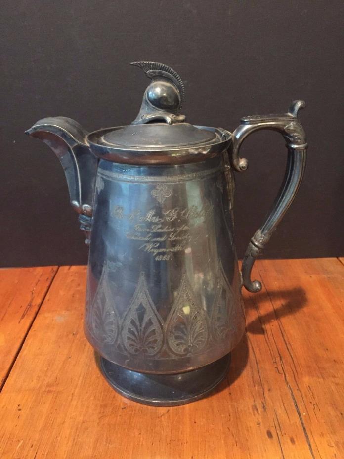Antique Silver Plated Coffee Pot Pitcher 