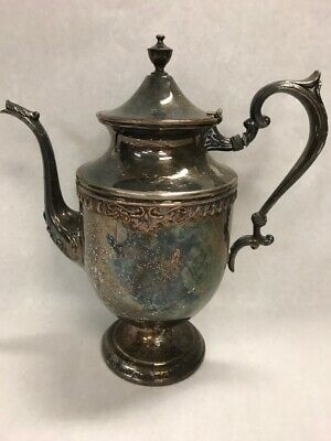 Vintage Silverplate Coffee  Tea Pot Hinged Lid etched 11 inch Ornate