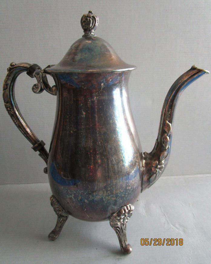 Vintage Sheridan SIlverplate Coffee Pot Footed Silver plate on cooper