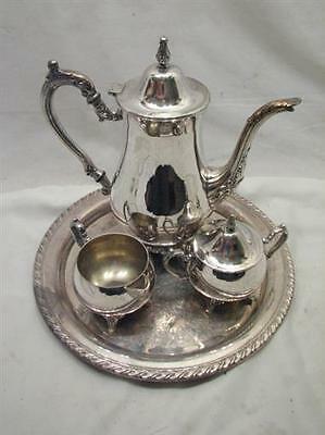 Oneida Silver Plate Tea/Coffee Set w/Serving Tray Teapot Pot Silverplate