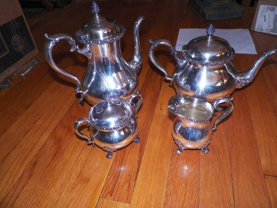 Beautiful Wilcox Du Barry Floral 4-Piece Silver Plated Tea Coffee Set